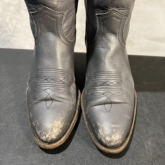 Frye Cowboy Boots Mens 10 D Grey Leather Distressed Western Boots - Picture 3 of 9